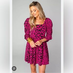 BuddyLove Fuchsia Leopard Mini Dress